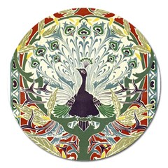 Art Nouveau Peacock Magnet 5  (round) by NouveauDesign