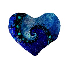 Nocturne Of Scorpio, A Fractal Spiral Painting Standard 16  Premium Heart Shape Cushions by jayaprime