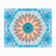 Clean And Pure Turquoise And White Fractal Flower Small Glasses Cloth (2-side) by jayaprime