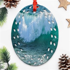Awesome Wave Ocean Photography Ornament (oval Filigree) by yoursparklingshop