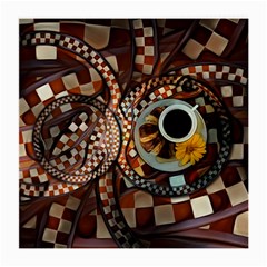 Midnight Never Ends, A Red Checkered Diner Fractal Medium Glasses Cloth by jayaprime