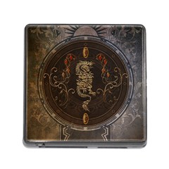 Golden Chinese Dragon On Vintage Background Memory Card Reader (square) by FantasyWorld7