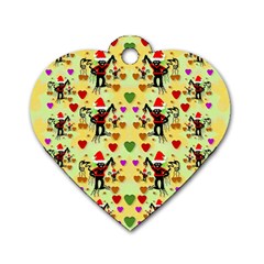 Santa With Friends And Season Love Dog Tag Heart (two Sides) by pepitasart