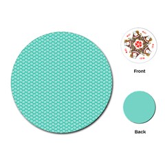 Tiffany Aqua Blue With White Lipstick Kisses Playing Cards (round)  by PodArtist