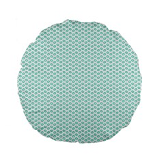 Tiffany Aqua Blue Lipstick Kisses On White Standard 15  Premium Flano Round Cushions by PodArtist