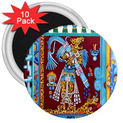 Mexico Puebla Mural Ethnic Aztec 3  Magnets (10 Pack) 