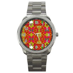 Abstract Background Pattern Doodle Sport Metal Watch