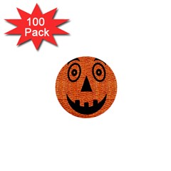 Fabric Halloween Pumpkin Funny 1  Mini Buttons (100 Pack) 
