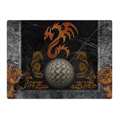 Awesome Tribal Dragon Made Of Metal Double Sided Flano Blanket (mini)  by FantasyWorld7
