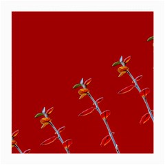 Red Background Paper Plants Medium Glasses Cloth (2-side) by Celenk