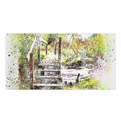 River Bridge Art Abstract Nature Satin Shawl by Celenk