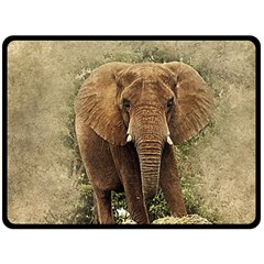 Elephant Animal Art Abstract Double Sided Fleece Blanket (large)  by Celenk