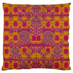 Fern Landscape In Harmony With Bleeding Hearts Fantasy Art Large Flano Cushion Case (one Side) by pepitasart