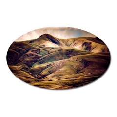 Iceland Mountains Sky Clouds Oval Magnet