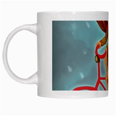 Girl On A Bike White Mugs by chipolinka