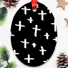White Cross Oval Ornament (two Sides)