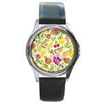 Seamless Pattern Desktop Decoration Round Metal Watch Front