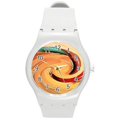 Spiral Abstract Colorful Edited Round Plastic Sport Watch (m)