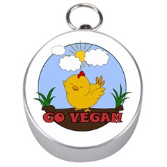 Go Vegan - Cute Chick  Silver Compasses