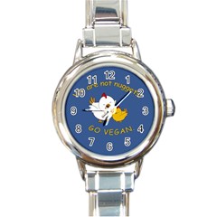 Go Vegan - Cute Chick  Round Italian Charm Watch