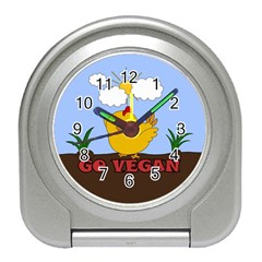Go Vegan - Cute Chick  Travel Alarm Clocks by Valentinaart