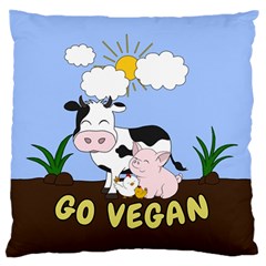 Friends Not Food - Cute Cow, Pig And Chicken Standard Flano Cushion Case (one Side)