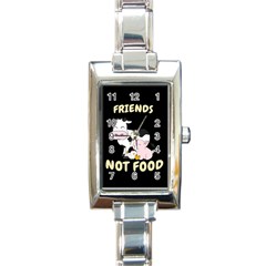 Friends Not Food - Cute Cow, Pig And Chicken Rectangle Italian Charm Watch
