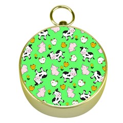 The Farm Pattern Gold Compasses by Valentinaart