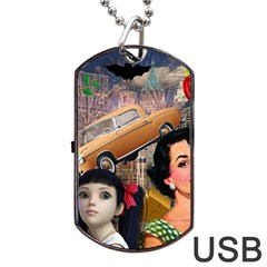 Out In The City Dog Tag Usb Flash (two Sides) by snowwhitegirl