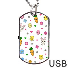 Easter Kawaii Pattern Dog Tag Usb Flash (one Side) by Valentinaart