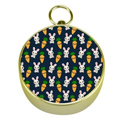 Easter Kawaii Pattern Gold Compasses