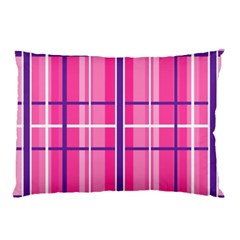 Gingham Hot Pink Navy White Pillow Case by Nexatart