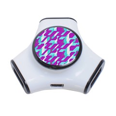 Fabric Textile Texture Purple Aqua 3-port Usb Hub