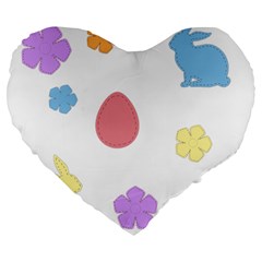 Easter Patches  Large 19  Premium Flano Heart Shape Cushions