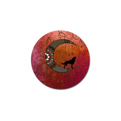 Black Wolf On Decorative Steampunk Moon Golf Ball Marker (10 Pack) by FantasyWorld7