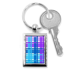 Gingham Pattern Blue Purple Shades Key Chains (rectangle) 