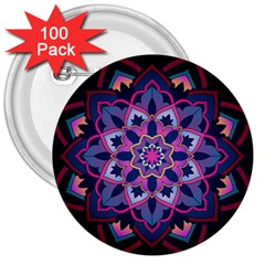 Mandala Circular Pattern 3  Buttons (100 Pack)  by Sapixe