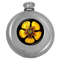 Yellow Flower Stained Glass Colorful Glass Round Hip Flask (5 Oz) by Sapixe