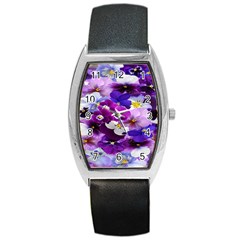 Graphic Background Pansy Easter Barrel Style Metal Watch