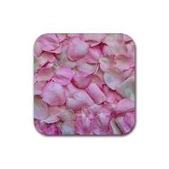 Romantic Pink Rose Petals Floral  Rubber Coaster (square)  by yoursparklingshop