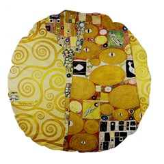 The Embrace - Gustav Klimt Large 18  Premium Flano Round Cushions by Valentinaart