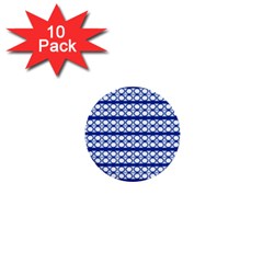 Circles Lines Blue White Pattern  1  Mini Buttons (10 Pack)  by BrightVibesDesign