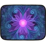 Blown Glass Flower of an ElectricBlue Fractal Iris Double Sided Fleece Blanket (Mini)  35 x27  Blanket Back