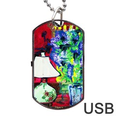 Lilac, Lamp And Curtain Window 2 Dog Tag Usb Flash (one Side) by bestdesignintheworld