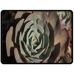 Succulent Green Pink Rosettes Double Sided Fleece Blanket (large)  by Sapixe