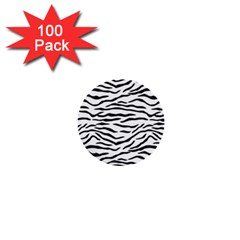 Black And White Tiger Stripes 1  Mini Buttons (100 Pack) 