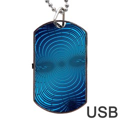 Blue Background Brush Particles Wave Dog Tag Usb Flash (one Side) by Nexatart