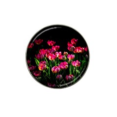 Pink Tulips Dark Background Hat Clip Ball Marker (4 Pack) by FunnyCow