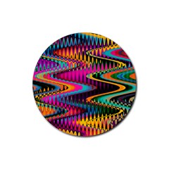 Multicolored Wave Distortion Zigzag Chevrons Rubber Round Coaster (4 Pack)  by EDDArt