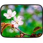 Sakura Flowers On Green Double Sided Fleece Blanket (Mini)  35 x27  Blanket Back